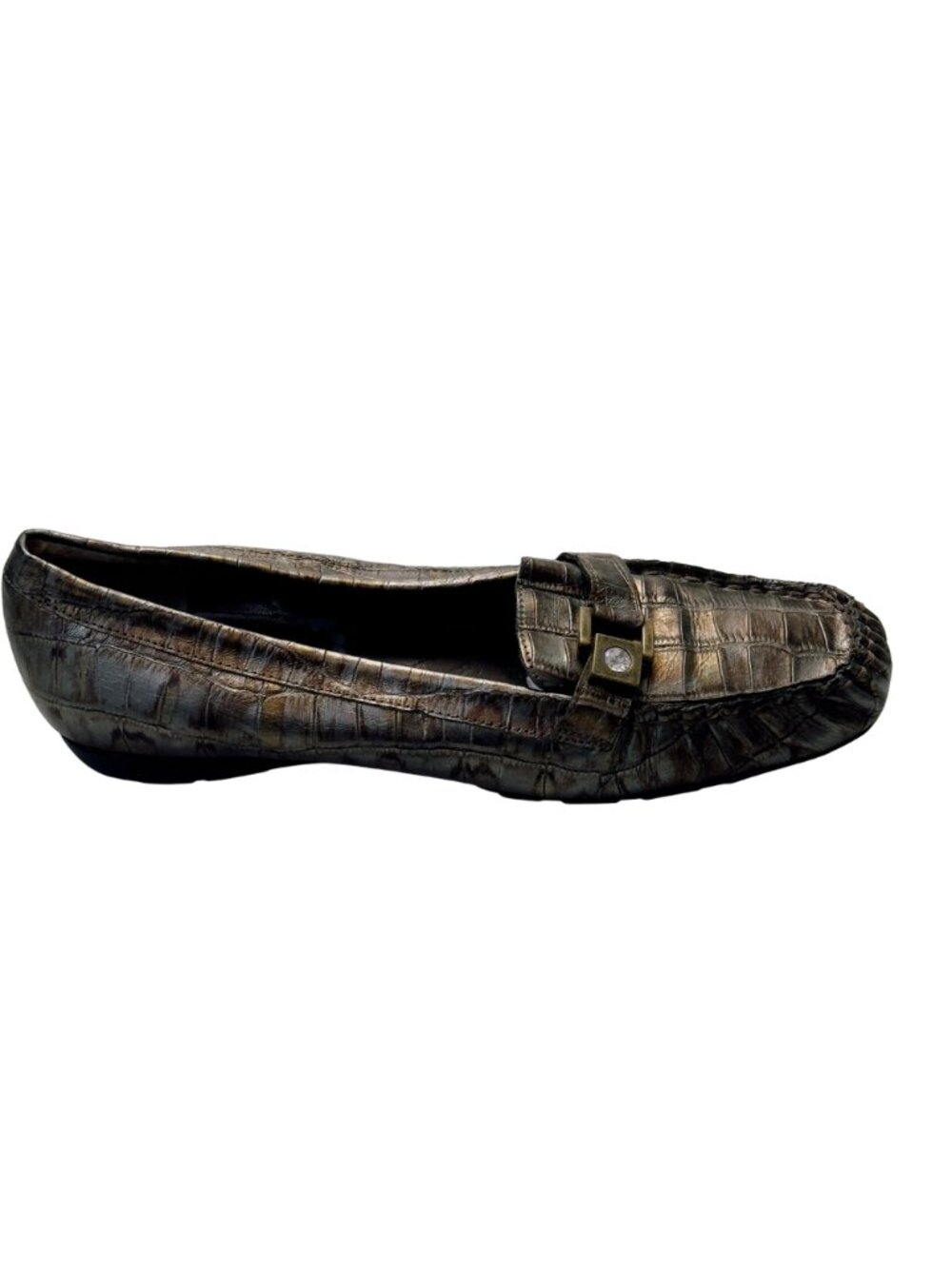 Women’s Shoes VAN ELI Bronze Leather Croc Embossed Loafers  Size 8N - Picture 8 of 12